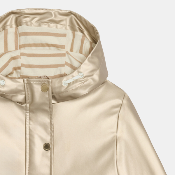 معطف واقٍ من المطر بغطاء رأس ذهبي للفتيات معطف واقٍ من المطر بغطاء رأس ذهبي للفتيات