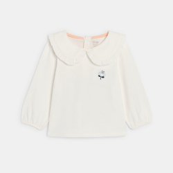 Blouse large col blanc bébé fille