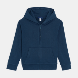 Sweat zippé à capuche bleu garçon