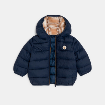 سترة زرقاء مبطنة بغطاء رأس،...