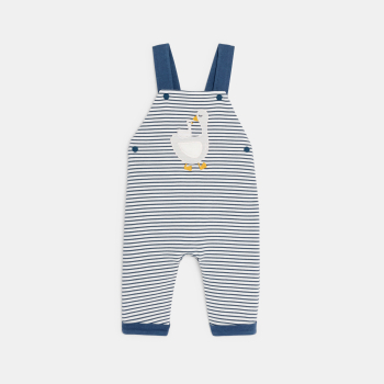Salopette maille côtelée rayée oie et body bleu bébé garçon