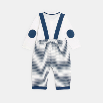 سالوبيت من قماش مضلع مقلم عليه صورة أوزة وبودي أزرق للصبي الصغير