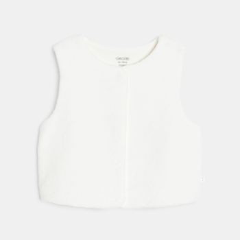 بيجاما مخملية زهرية وسترة من الألياف الناعمة بيضاء للطفلة الصغيرة