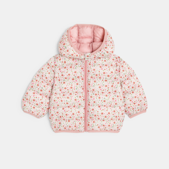 Doudoune matelasée fleurie rose bébé fille
