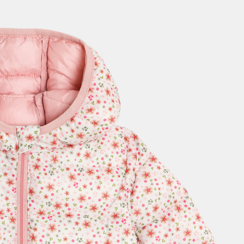 سترة مبطنة مشجرة، وردية اللون، للطفلة الصغيرة