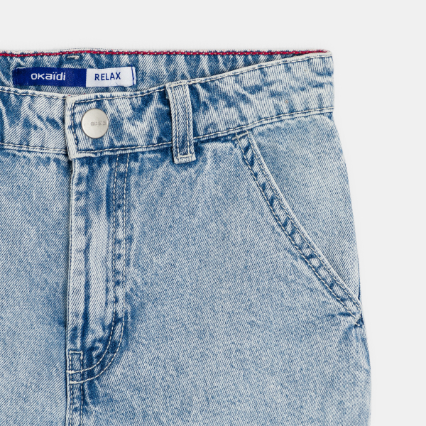 شورت برمودا كاجوال جينز أزرق باهت للأولاد شورت برمودا كاجوال جينز أزرق باهت للأولاد