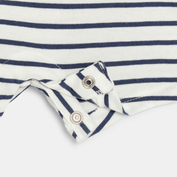 أفرول قصير مخطط بطبعة فيل باللون الأزرق للأولاد الصغار أفرول قصير مخطط بطبعة فيل باللون الأزرق للأولاد الصغار