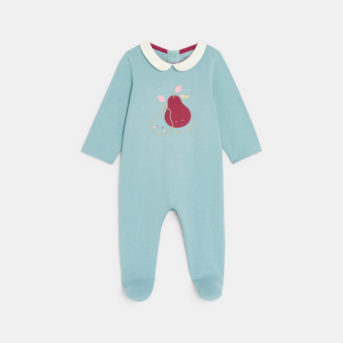 بيجاما قطنية، خضراء اللون، مرسوم عليها ثمرة الكمثرى، للطفلة الصغيرة بيجاما قطنية، خضراء اللون، مرسوم عليها ثمرة الكمثرى، للطفلة الصغيرة