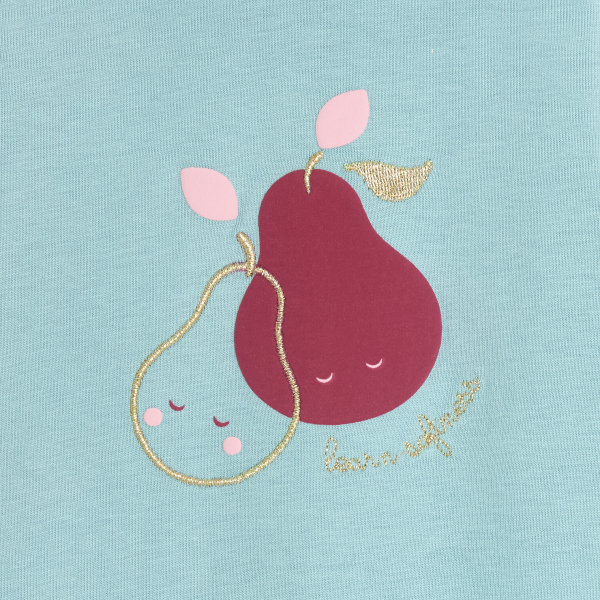 بيجاما قطنية، خضراء اللون، مرسوم عليها ثمرة الكمثرى، للطفلة الصغيرة بيجاما قطنية، خضراء اللون، مرسوم عليها ثمرة الكمثرى، للطفلة الصغيرة