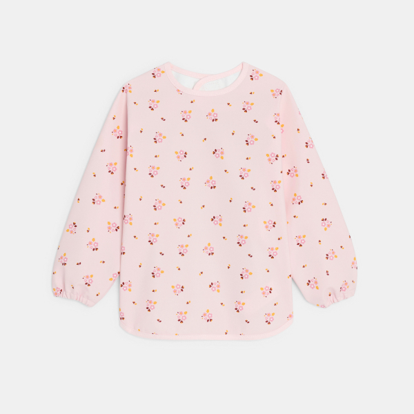 مريلة للأنشطة مطبوع عليه زهور، وردية اللون، للطفلة الصغيرة مريلة للأنشطة مطبوع عليه زهور، وردية اللون، للطفلة الصغيرة