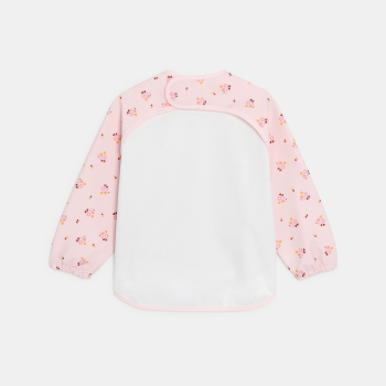 مريلة للأنشطة مطبوع عليه زهور، وردية اللون، للطفلة الصغيرة