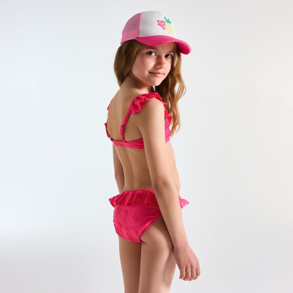 Maillot de bain volanté 2 pièces rose Fille