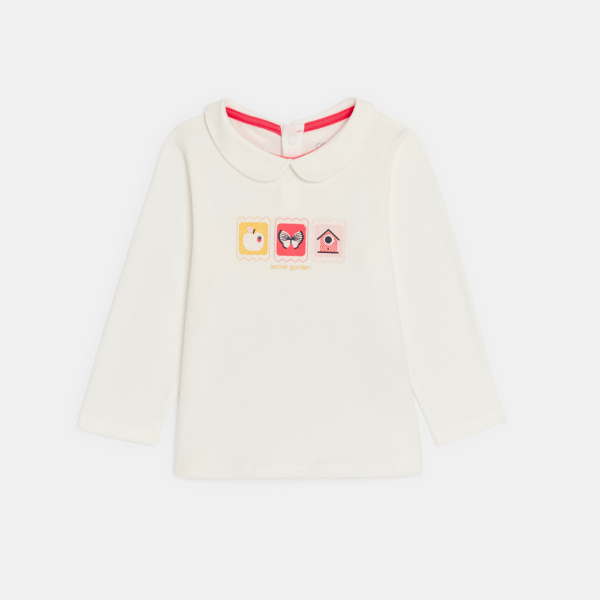 تي شيرت أبيض بياقة "كلودين" للفتيات الصغيرات تي شيرت أبيض بياقة "كلودين" للفتيات الصغيرات