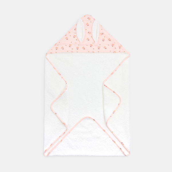 رداء استحمام من الإسفنج، وردي اللون، مرسوم عليه أرنب، للفتاة حديثة الولادة  رداء استحمام من الإسفنج، وردي اللون، مرسوم عليه أرنب، للفتاة حديثة الولادة