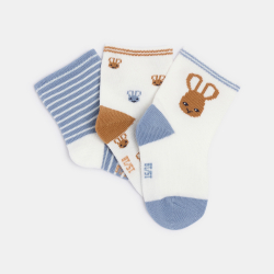 Chaussettes lapin bleu bébé garçon (lot de 3)
