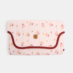 Tapis à langer de voyage rose fleuri naissance fille