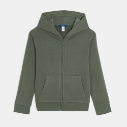 Sweat zippé à capuche vert