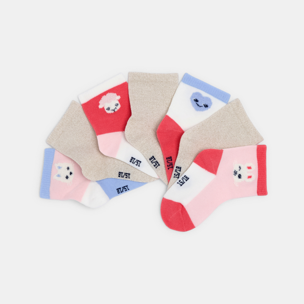 Chaussettes frimousse rose bébé fille (lot de 7) Chaussettes frimousse rose bébé fille (lot de 7)