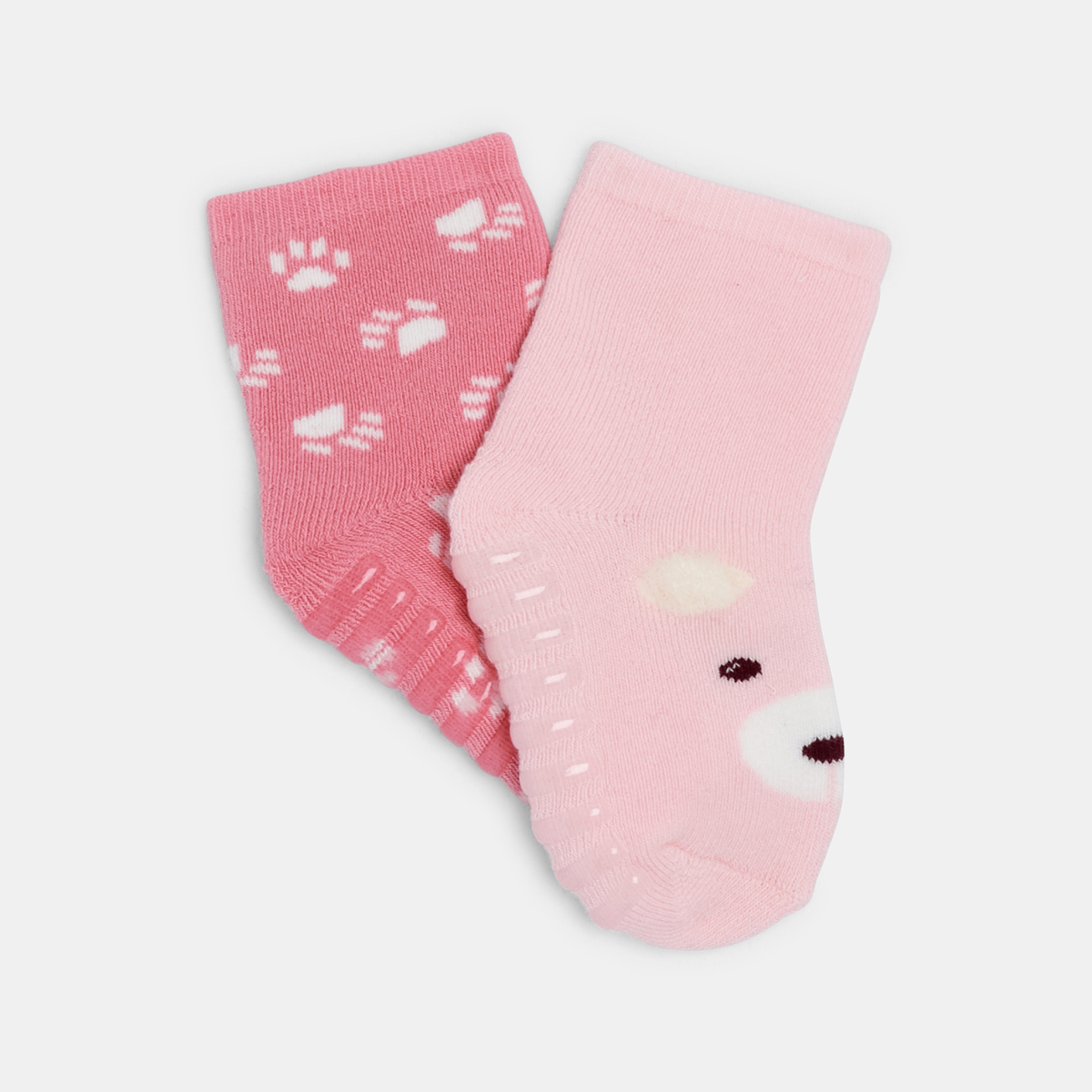 Chaussettes frimousse antiglisse rose bébé fille (lot de 2) Chaussettes frimousse antiglisse rose bébé fille (lot de 2)