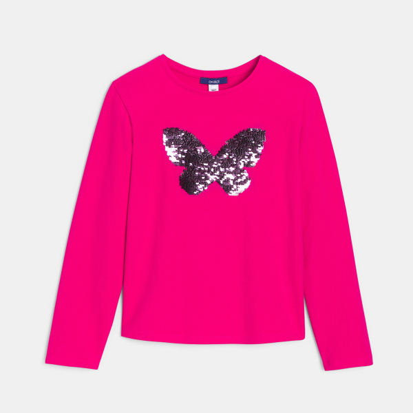 T-shirt manches longues à sequins magiques rose Fille T-shirt manches longues à sequins magiques rose Fille