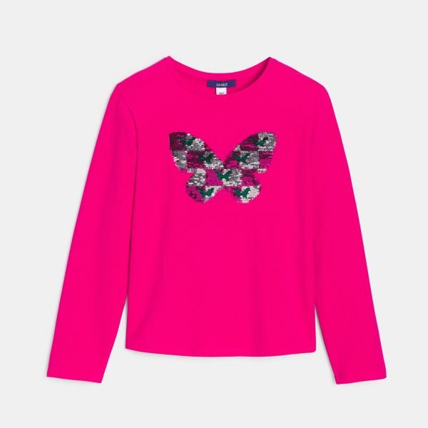 T-shirt manches longues à sequins magiques rose Fille T-shirt manches longues à sequins magiques rose Fille
