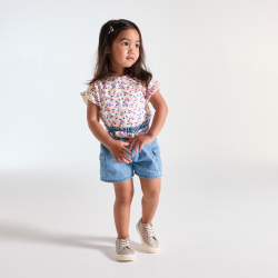 تيشيرت برسوم فواكه من القطن الفاخر، باللون الوردي، للفتيات الصغيرات