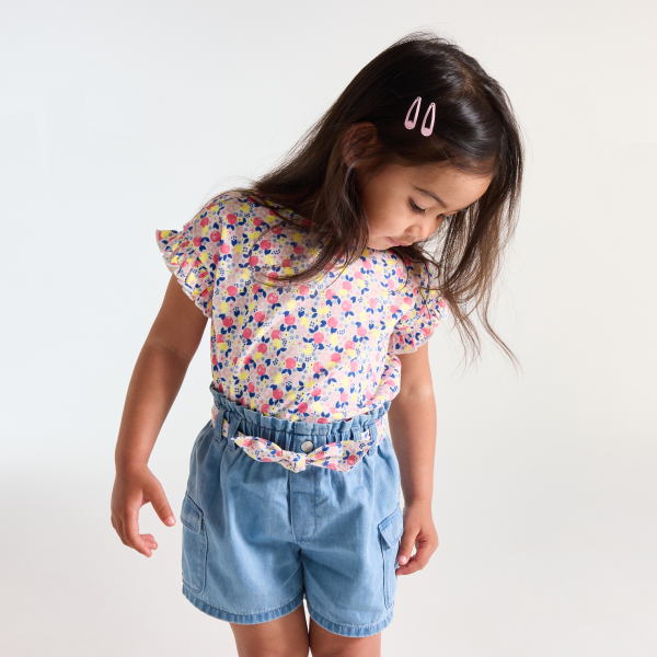 تيشيرت برسوم فواكه من القطن الفاخر، باللون الوردي، للفتيات الصغيرات تيشيرت برسوم فواكه من القطن الفاخر، باللون الوردي، للفتيات الصغيرات