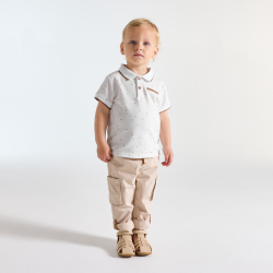 Polo coton piqué imprimé blanc bébé garçon