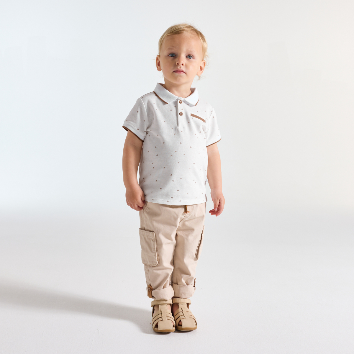 Polo coton piqué imprimé blanc bébé garçon Polo coton piqué imprimé blanc bébé garçon