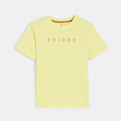 T-shirt manches courtes à message jaune Garçon