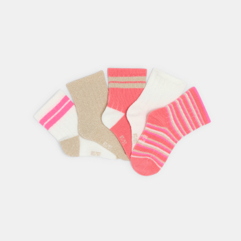 Chaussettes rayées rose bébé fille (lot de 5)