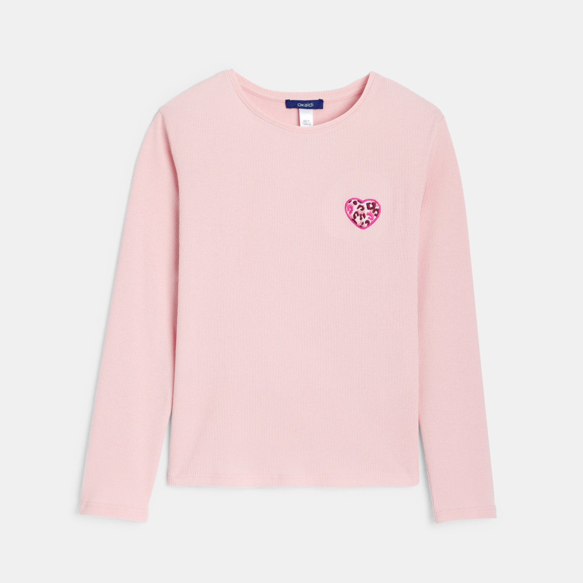 T-shirt manches longues cœur léopard rose Fille T-shirt manches longues cœur léopard rose Fille