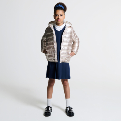 Doudoune à capuche irisée dorée Fille