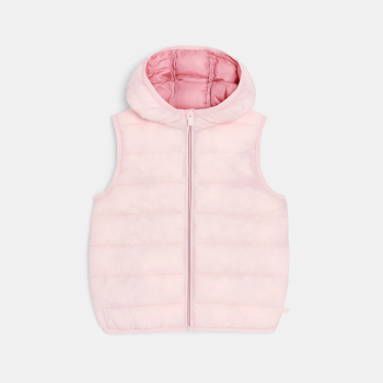 Doudoune sans manches à capuche rose Fille
