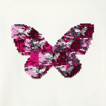 T-shirt manches longues à sequins magiques blanc Fille