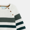كنزة مُخططة منسوجة بالتريكو، باللون الأخضر للصبيان الصغار. كنزة مُخططة منسوجة بالتريكو، باللون الأخضر للصبيان الصغار.