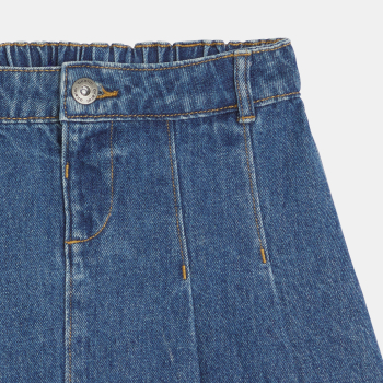 تنورة قصيرة بطيات جينز للفتيات، زرقاء اللون