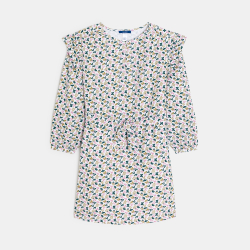 Robe ceinturée imprimée gris Fille