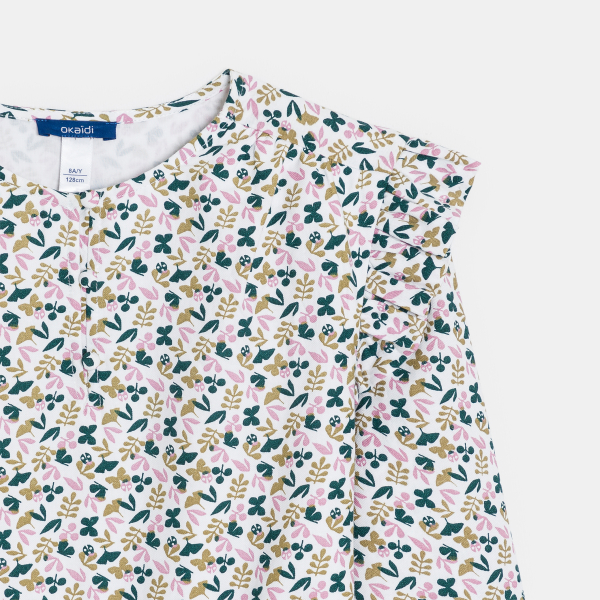 فستان بحزام مطبوع عليه، رمادي اللون، للفتيات فستان بحزام مطبوع عليه، رمادي اللون، للفتيات