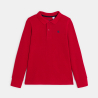 Polo à manches longues en jersey piqué rouge Garçon Polo à manches longues en jersey piqué rouge Garçon