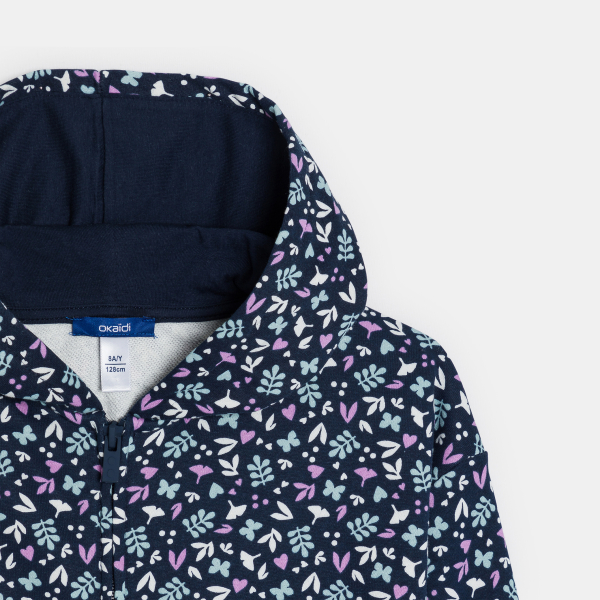 Sweat-shirt à capuche imprimé bleu Fille Sweat-shirt à capuche imprimé bleu Fille