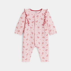 Combinaison longue fleurie rose bébé fille