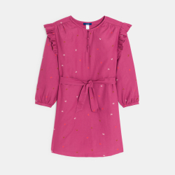 Robe ceinturée imprimée rose Fille