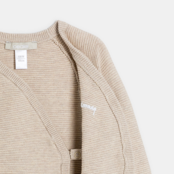 أفرول طويل من قماش التريكو، اللون بيح، يصلح للأطفال حديثي الولادة من الجنسين أفرول طويل من قماش التريكو، اللون بيح، يصلح للأطفال حديثي الولادة من الجنسين