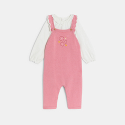 سالوبيت طويل من قماش تريكو وبودي وردي اللون للفتاة الصغيرة