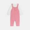 Salopette longue maille tricot et body rose bébé fille Salopette longue maille tricot et body rose bébé fille