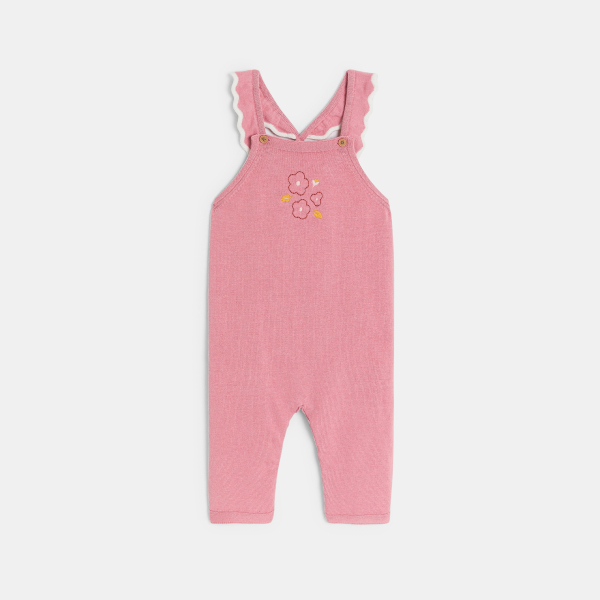 Salopette longue maille tricot et body rose bébé fille Salopette longue maille tricot et body rose bébé fille