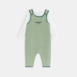 Salopette maille tricot et body vert bébé naissance garçon