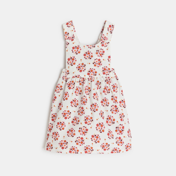 فستان بحمّالات مخملي عليه زهور وبودي وردي، للطفلة الصغيرة