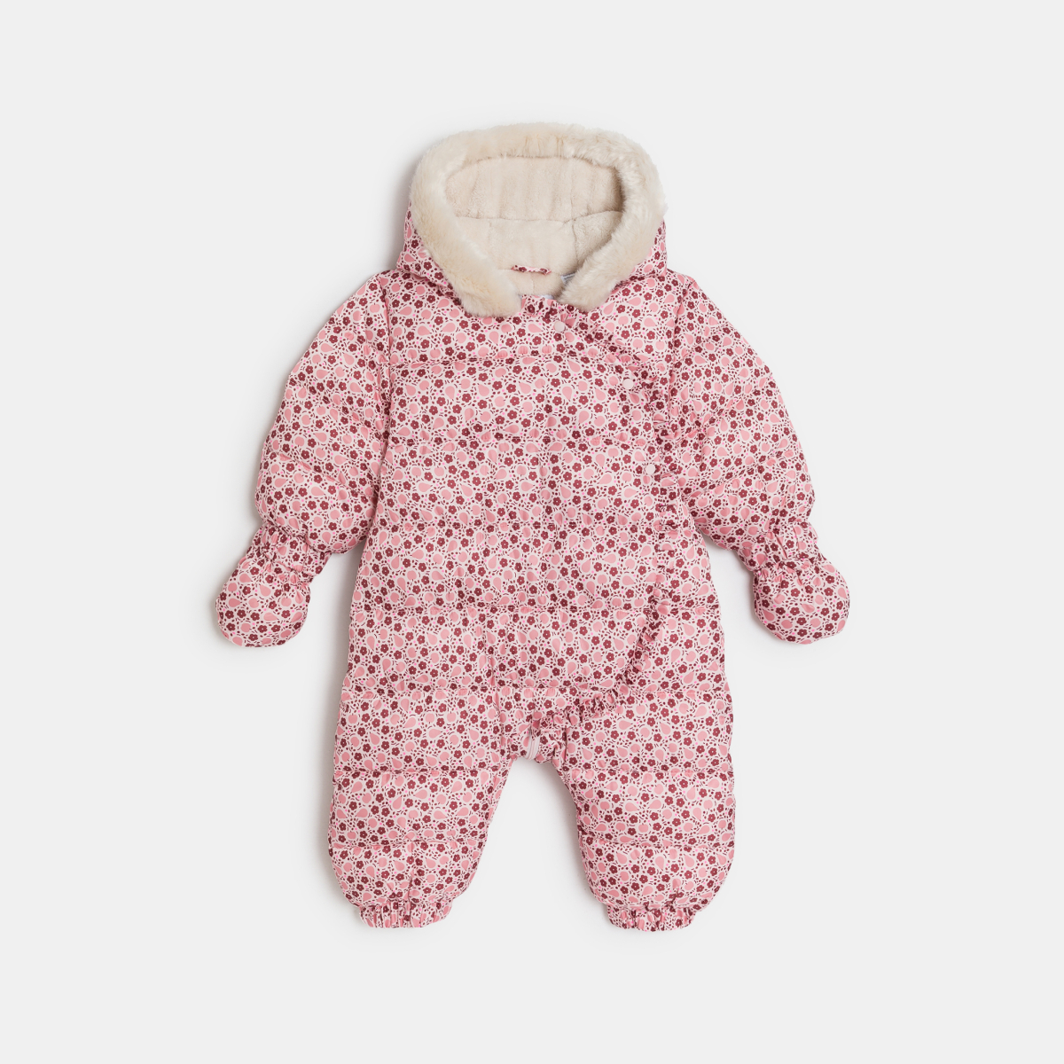 أفرول طيار مبطن بالفراء، وردي اللون، عليه صور فاكهة، للطفلة الصغيرة أفرول طيار مبطن بالفراء، وردي اللون، عليه صور فاكهة، للطفلة الصغيرة